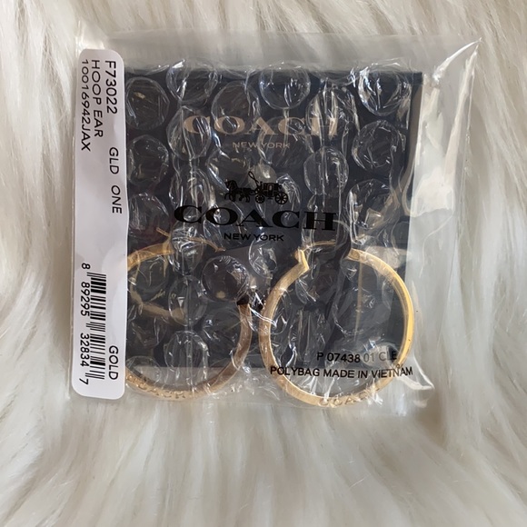 Coach Hoop Earrings Gold size Small F73022 - Picture 3 of 8